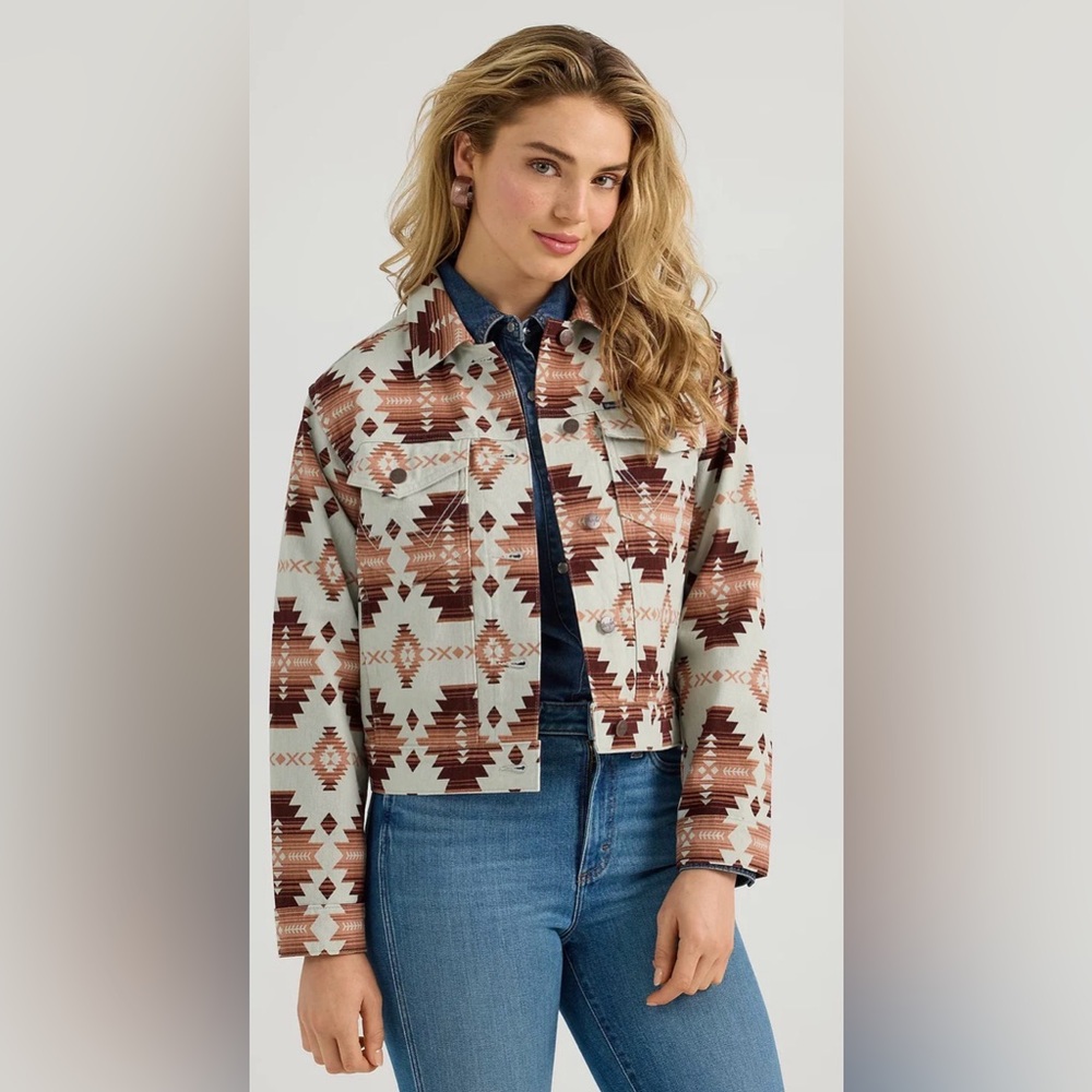 Wrangler Aztec Print Retro Boyfriend-Fit Jacket for Ladies NWOT